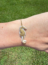 Load image into Gallery viewer, White & Gold Seahorse Adjustable Bracelet