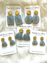 Load image into Gallery viewer, Coastal Shrimp Statement Earrings – Scalloped Ovals