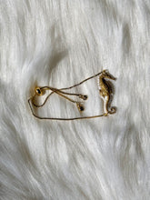 Load image into Gallery viewer, White &amp; Gold Seahorse Adjustable Bracelet
