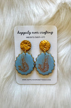Load image into Gallery viewer, Coastal Shrimp Statement Earrings – Scalloped Ovals
